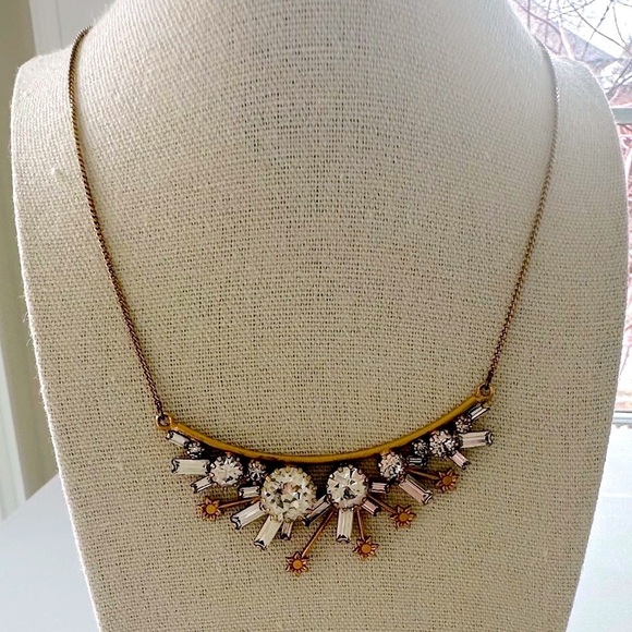 Gold-tone Starburst Necklace with Crystal Clear Round and Baguette Cryst… - Picture 5 of 12